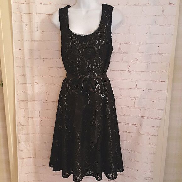 New Plenty by Tracy Reese for Anthropologie Blk/Silver Lace Dress sz 8 ret.$248 - Picture 2 of 8